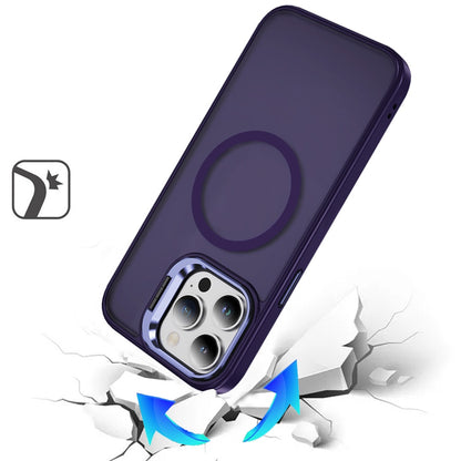 For Apple iPhone 16 Pro Max Heavy Duty Metallic Hybrid Tough TPU with Camera Ring Stand, MagSafe Compatible, Rugged Drop Protection Case Cover