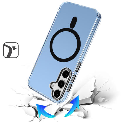 For Samsung Galaxy S26+ / S26 Plus Clear Transparent Case Matching Circle Design, Hybrid TPU Hard Shell, Support Magsafe Charger Case Cover Black