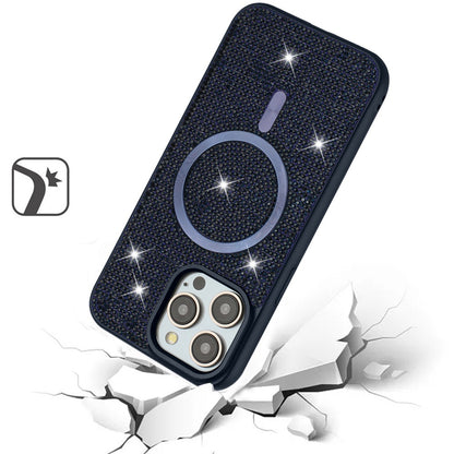 For Apple iPhone 16 Plus (6.7") Diamond Sparkly Bling Design Rhinestone Hybrid Skin TPU with Magnetic Circle MagSafe Compatible Case Cover
