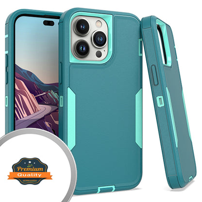 For Apple iPhone 15 Pro (6.1") Hybrid Shockproof Silicone Rubber TPU + Hard PC Heavy Duty Three Layer Body Protection  Phone Case Cover