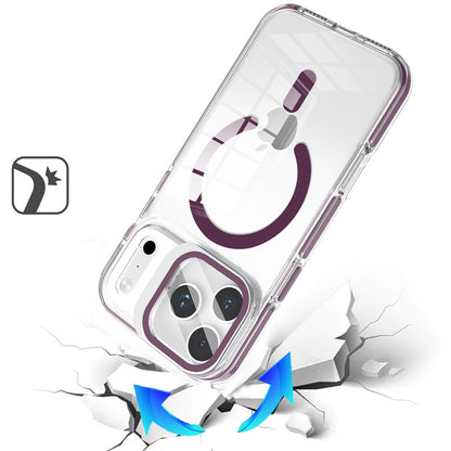 Phone Case for Apple iPhone 18 Pro/ 17 Pro Magnetic Circle Transparent Tough Hybrid Camera Stand Guard Stand Shockproof Color Edge Rugged Grip Cover Purple