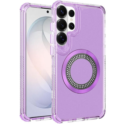 Phone Case for Samsung Galaxy S26 Ultra Magnetic Circle Bling Chrome Hybrid Shockproof Protective Grip 3in1 Durable Stylish Crystal Frame Cover