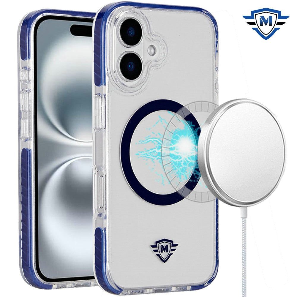 For Apple iPhone 16 (6.1") Premium Hybrid Clear TPU Circle Magnetic [Compatible with MagSafe] Shockproof Color Frame Bumper Case Cover