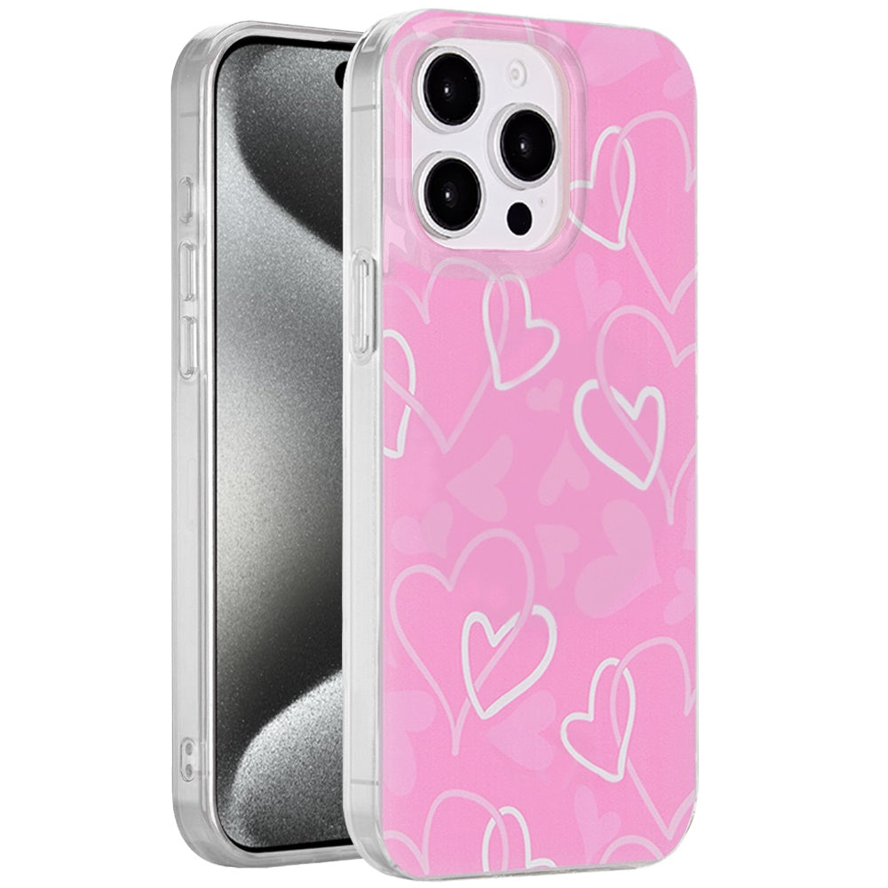 For Apple iPhone 15 Pro Max Fashion Layer Design Slim IMD TPU Protective, Shockproof Hybrid Stylish Durable Hard PC Case Cover