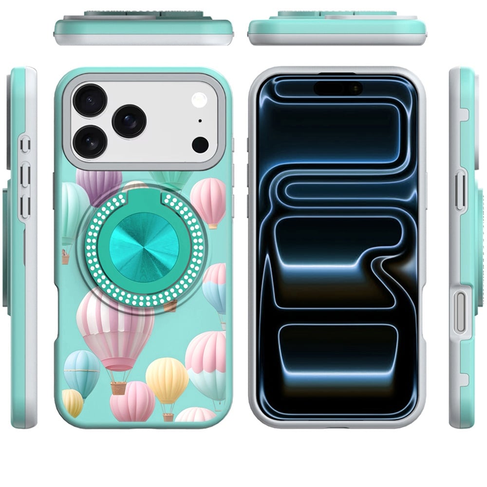 Phone Case for Apple iPhone 18 Pro Max Magnetic Ring Stand Matte Metal Hybrid Car Mount Friendly Shockproof Rotational Grip Diamond Design Pattern Cover