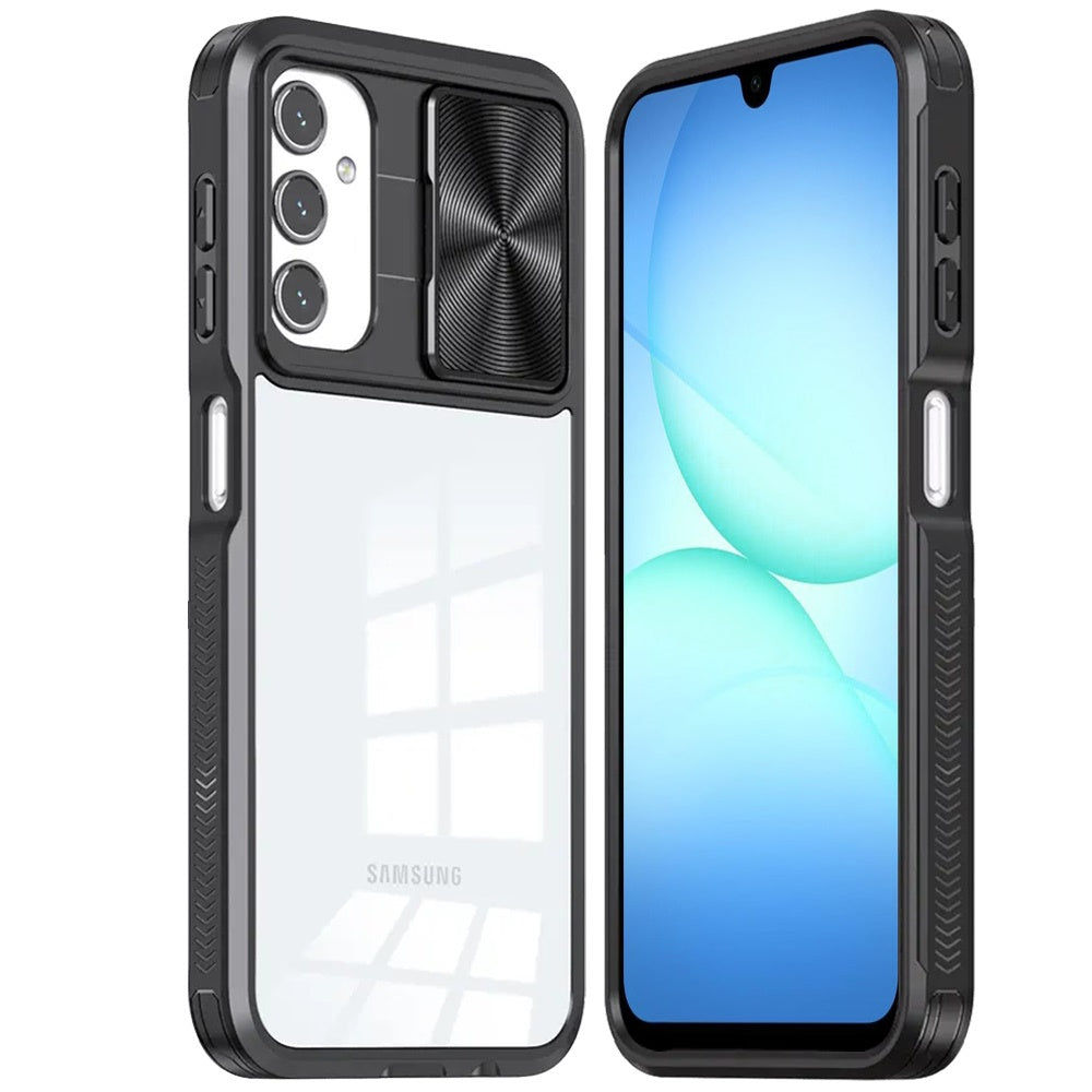 For Samsung Galaxy A17 5G Hybrid Cases with Sliding Camera Cover Transparent Shockproof Bumper TPU Protective Case Cover