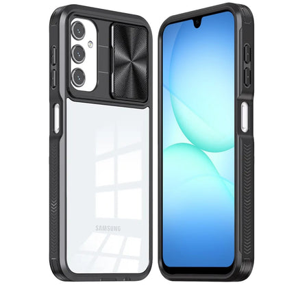 For Samsung Galaxy A17 5G Hybrid Cases with Sliding Camera Cover Transparent Shockproof Bumper TPU Protective Case Cover