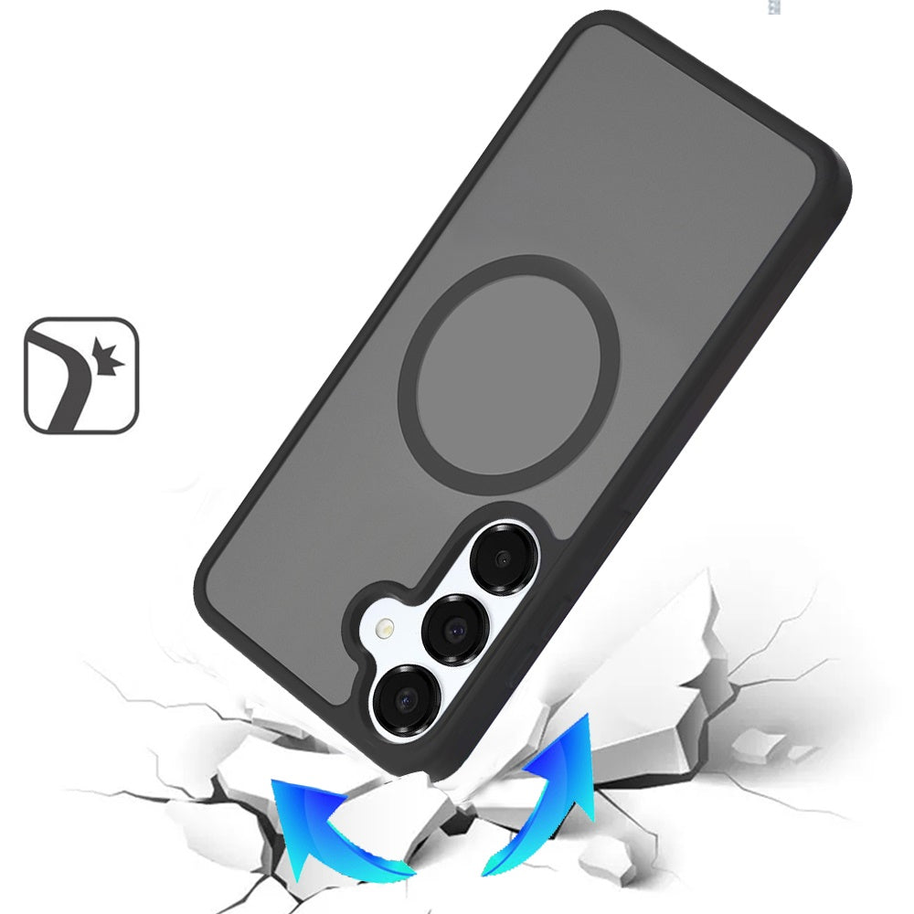Phone Case for Samsung Galaxy S24 FE /Fan Edition Magnetic Matte Hybrid Shockproof Smooth Grip Durable Camera Protection Anti-Slip Soft Touch TPU Armor Cover Black
