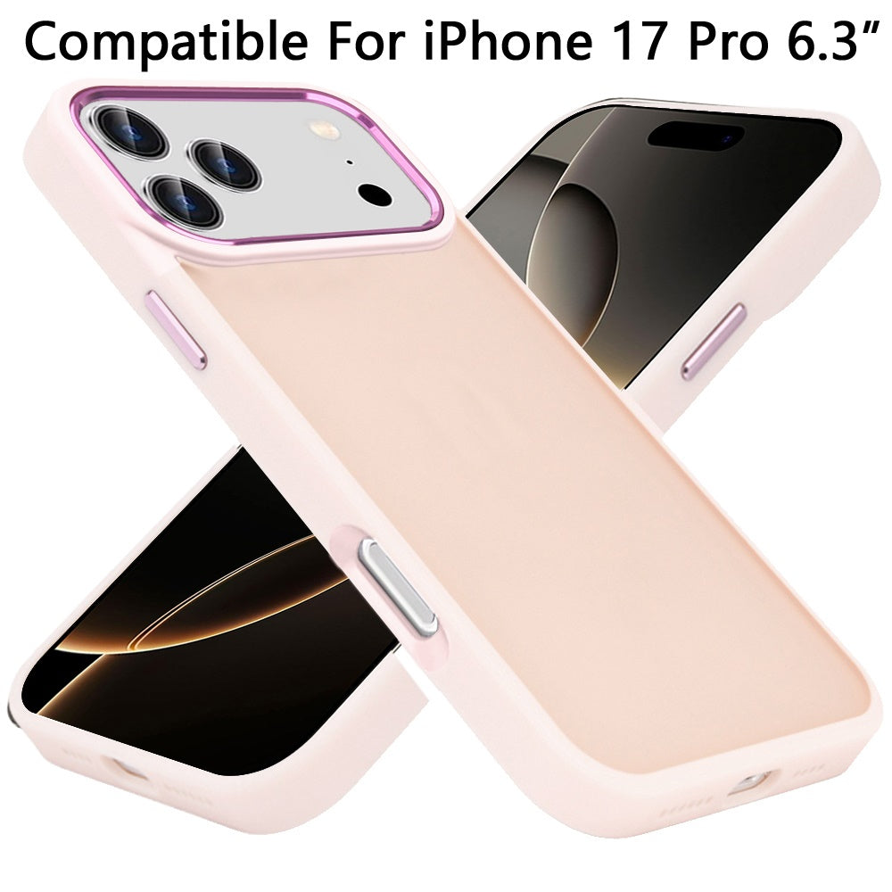 For Apple iPhone 17 Pro (6.3") Slim Fit Thin Hybrid,Frosted Matte Polished Acrylic Hard PC with TPU Rubber Frame Case Cover