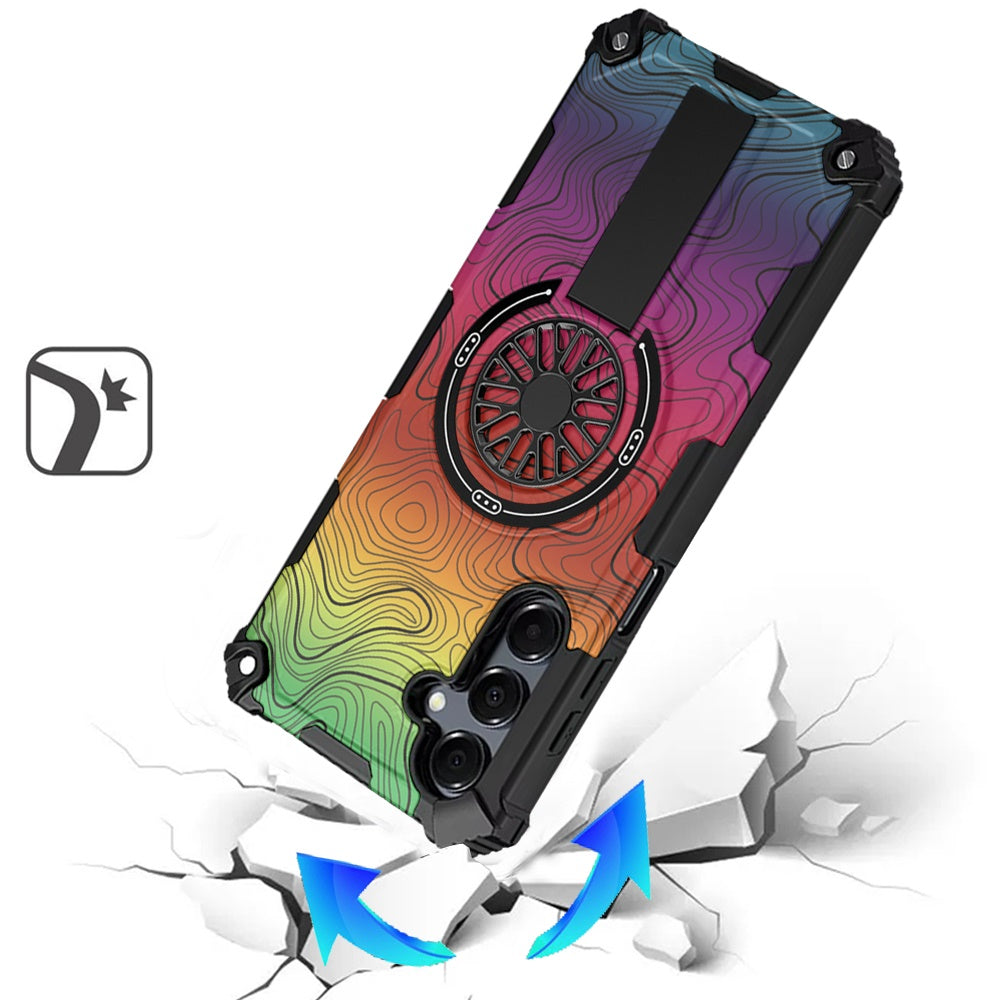For Samsung Galaxy A16 5G Texture Design Stylish Invisible Kickstand Case, MagSafe Compatible Hybrid Shockproof Cover, Car Mount Friendly Case Cover