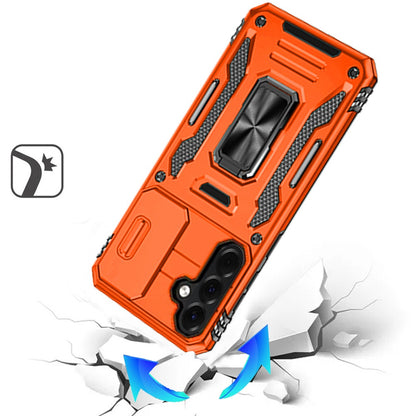 Phone Case for Samsung Galaxy A27 5G Tough Metal Ring Shockproof Sliding Camera Window Hybrid Armor Rugged Anti Slip Heavy Duty Grip Cover