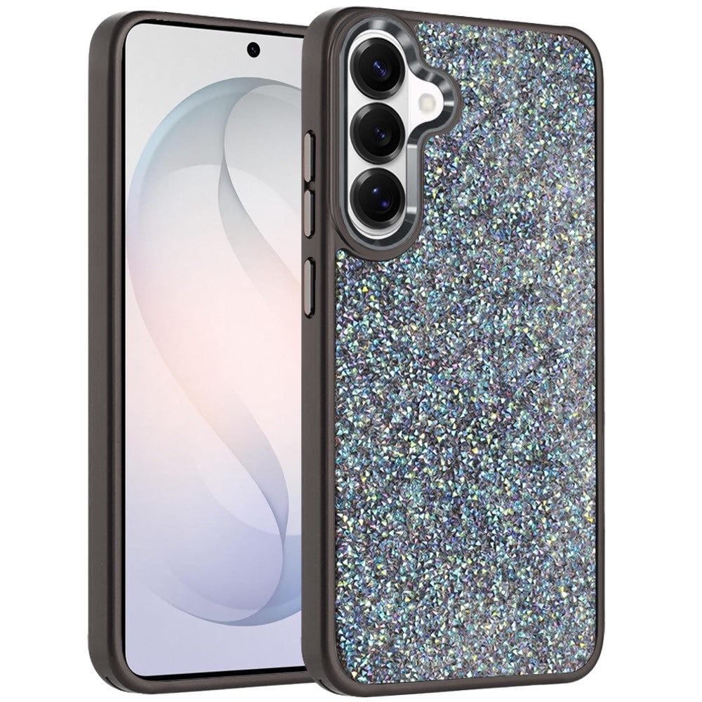 Phone Case for Samsung Galaxy S26 FE /S26 Fan Edition Crystal Glass Bling Diamond Metallic Edge Shockproof Durable Protective Clear Hybrid Stylish Premium Design Cover