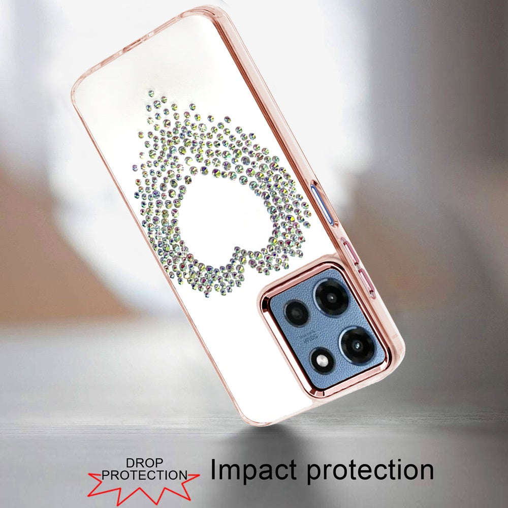 Phone Case for Motorola Moto G Play 5G 2026 Angel Hearts Bling Shimmer Colorful Glitter Chrome Edge Shockproof Stylish Hybrid Design Cover Gold