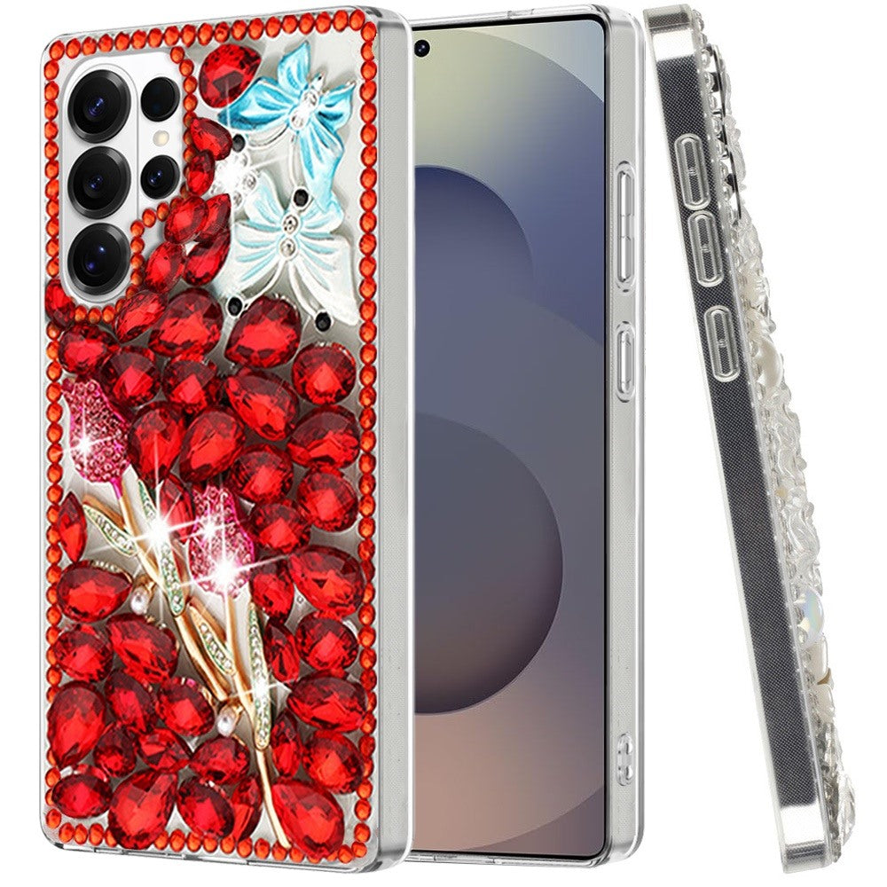 For Samsung Galaxy S26 Ultra Bling Crystal 3D Full Diamonds Luxury Sparkle Rhinestone Hybrid Protective Case Cover