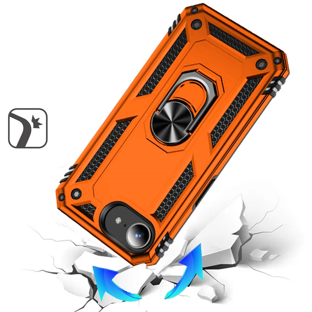 Phone Case for Apple iPhone 17E /16E Rotatable Ring Stand Shockproof Hybrid Armor Anti Slip Heavy Duty Fit Magnetic Car Mount Durable Grip Cover Cosmic Orange