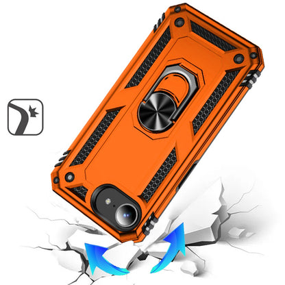 Phone Case for Apple iPhone 17E /16E Rotatable Ring Stand Shockproof Hybrid Armor Anti Slip Heavy Duty Fit Magnetic Car Mount Durable Grip Cover Cosmic Orange