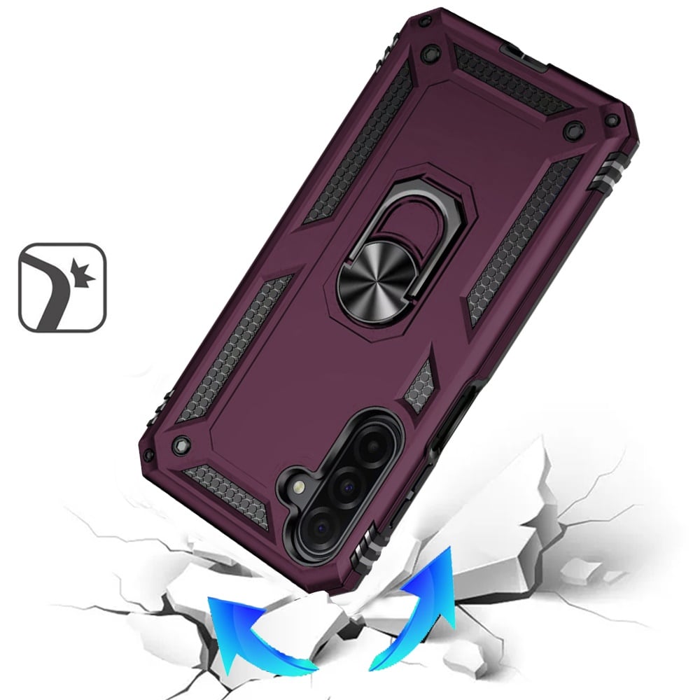 Phone Case for Galaxy A17 5G Rotatable Ring Stand Shockproof Hybrid Armor Anti Slip Heavy Duty Fit Magnetic Car Mount Durable Grip Cover Purple