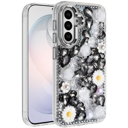 Full Bling Rhinestone Glitter Floral Luxury Hybrid Shockproof Stylish Sparkling Protective Designer Ornament