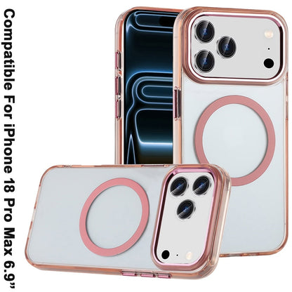 Phone Case for Apple iPhone 18 Pro Max Magnetic Clear Acrylic Metal Button Camera Guard Shockproof Transparent Slim Grip Premium Hybrid Cover