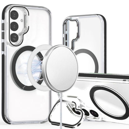 For Samsung Galaxy S26+ / S26 Plus Hybrid Clear Back Case with Invisible Camera Bracket Stand, MagSafe Magnetic Circle, Shockproof Color Frame Case Cover