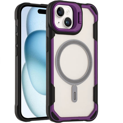 For Apple iPhone 15 Magnetic Circle Hybrid with Camera Stand, Compatible with MagSafe, Shockproof Protective Case Cover