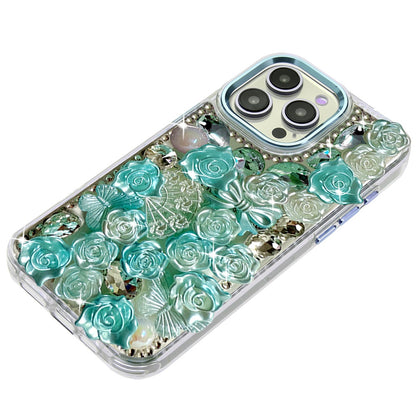 Phone Case for Apple iPhone 14 Pro Max 3D Flower Bling Rhinestone Glitter Cute Stylish Shockproof Protective Decorative Luxury Grip Stones Ornaments Cover