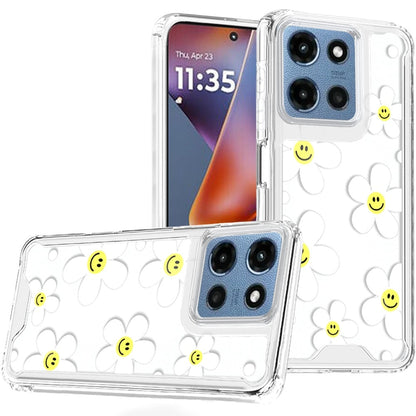 Phone Case for Motorola Moto G 5G 2026 / 2025 Beautiful Fashion Design TPU Shockproof Hybrid Rubber PC Slim Lightweight Protective Stylish Pattern Cover White Daisies with Yellow Smiley Faces