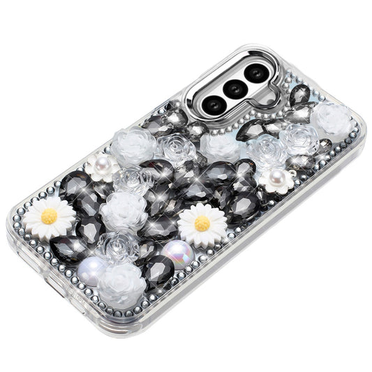 Phone Case for Samsung Galaxy S26 Full Bling Rhinestone Glitter Floral Luxury Hybrid Shockproof Stylish Sparkling Protective Designer Ornament Cover
