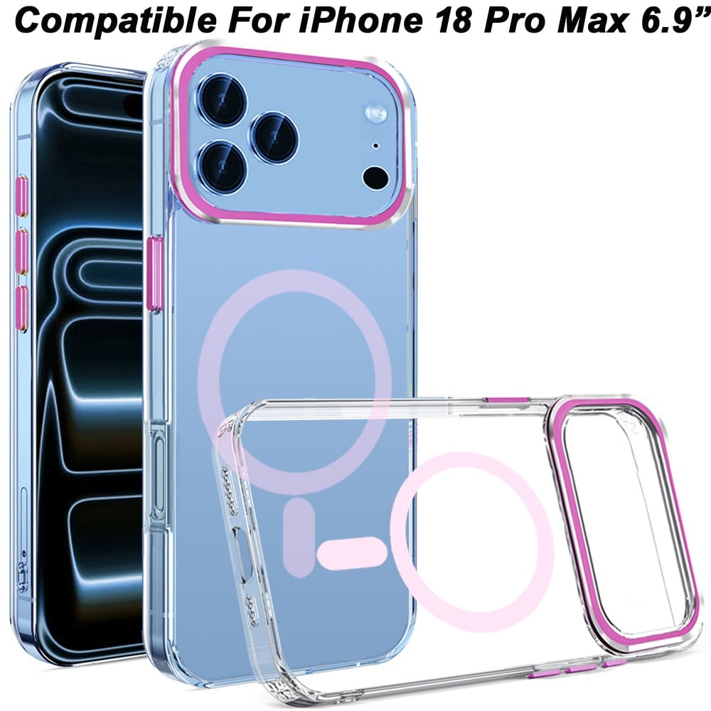 Phone Case for Apple iPhone 18 Pro Max Clear Transparent Magnetic Circle Slim Shockproof Durable TPU Hard PC Grip Hybrid Design Cover