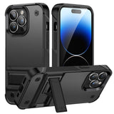 For Apple iPhone 15 (6.1") Heavy Duty with Kickstand Stand Hybrid Sturdy TPU Military Armor Durable Shockproof Bumper  Phone Case Cover