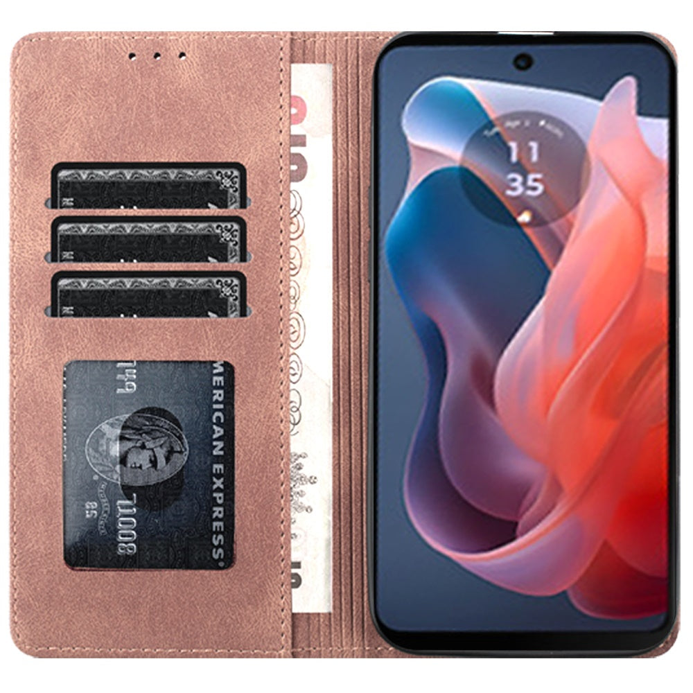 For Apple iPhone 16 Plus (6.7") Premium Wallet PU Vegan Leather ID Credit Card Slot Money Holder with Magnetic Closure Pouch Flip Case Cover Rose Gold