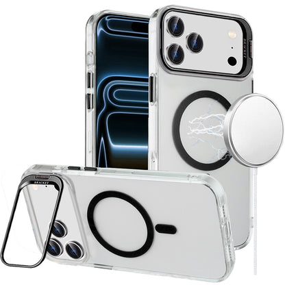 Phone Case for Apple iPhone 18 Pro Max Clear Metallic Camera Stand Magnetic Hybrid TPU Shockproof Grip Camera Protection Kickstand Durable Armor Cover