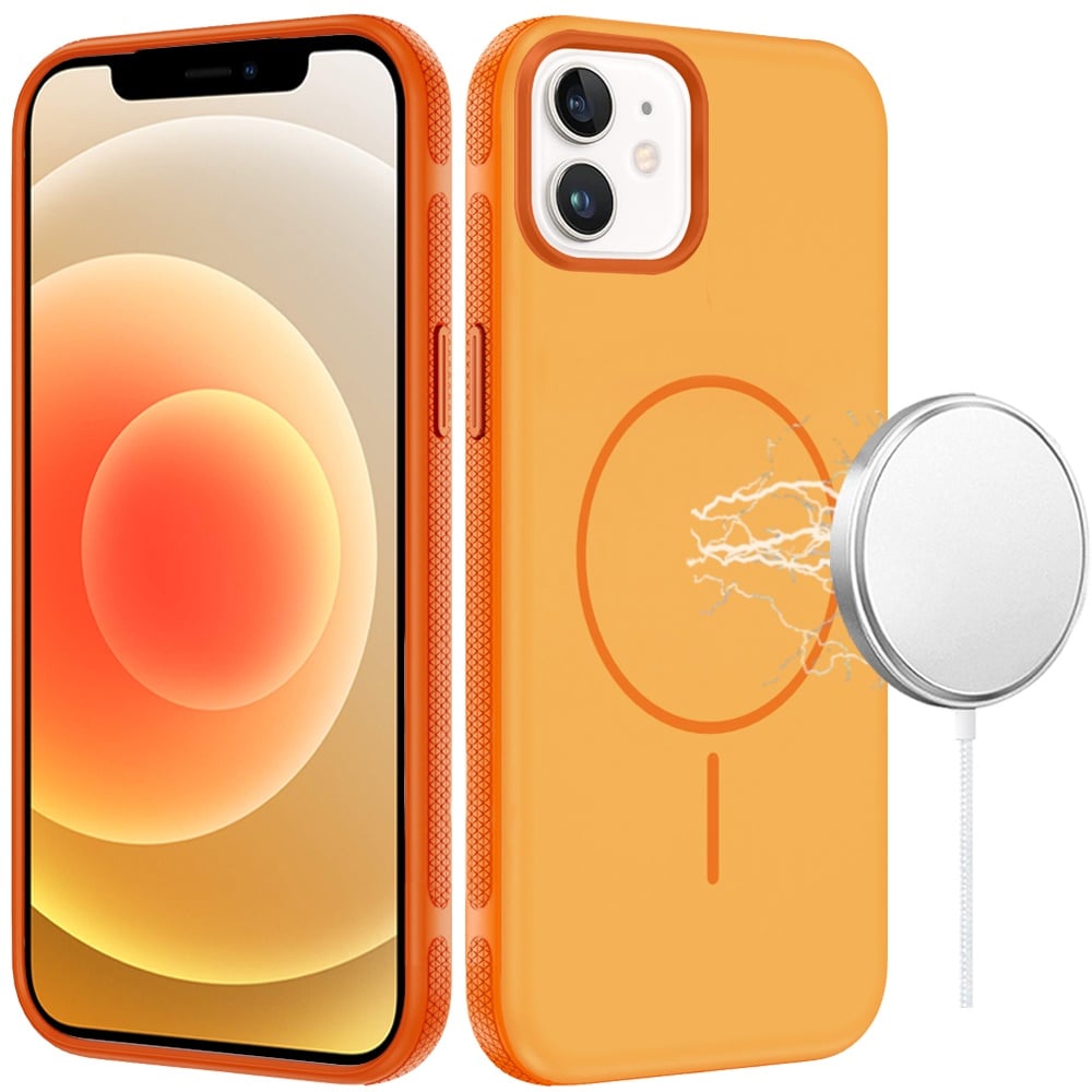 For iPhone 12 / iPhone 12 Pro (6.1") Super Magnetic Premium Edged Core Matte Thick Hybrid Drop Protection Shockproof Design Case Cover Cosmic Orange
