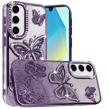 Phone Case for Samsung Galaxy A16 5G Butterfly Freedom Shimmer Glitter Thick TPU Shockproof Anti Slip Durable Protective Design Cover
