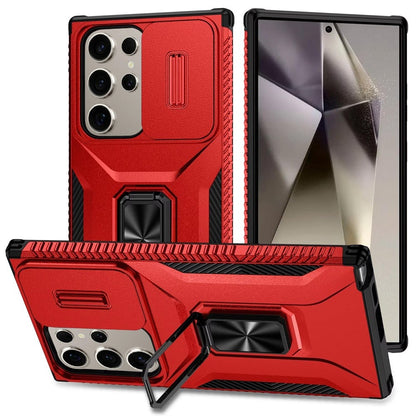 For Samsung Galaxy S25 Ultra Case, Camera Cover with Magnetic Rotation Ring Stand, Military Grade Hybrid Hard TPU Shockproof Case Cover