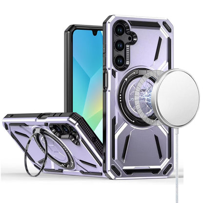 For Samsung Galaxy A36 Hybrid Magnetic Ring and 360° Rotational Kickstand with MagSafe Compatible, Military Grade Drop Protection Case Cover