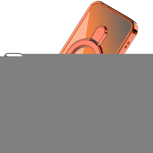 For Samsung Galaxy A17 5G Chrome Hybrid with Rotating Magnetic Circle Ring Stand, Slim Shockproof Hybrid Case Cover Cosmic Orange