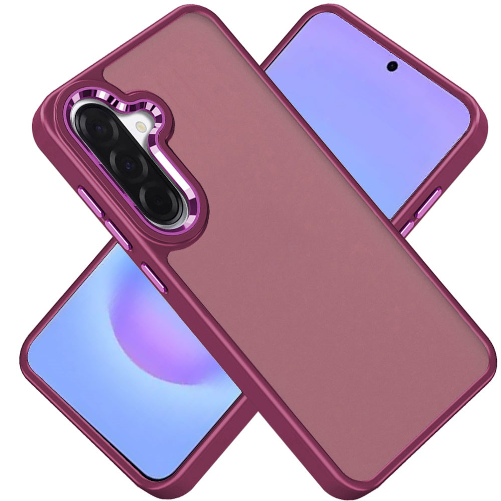 Phone Case for Samsung Galaxy A57 Polished Acrylic Hybrid TPU Slim Shockproof Metal Button Thick Durable Grip Camera Protection Anti-Scratch Cover