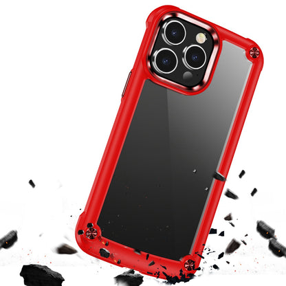 For Apple iPhone 12 Pro Max Hybrid Transparent Rubber with Metal Buttons & Camera Edges Hard TPU Corner Frame Bumper Case Cover Blue