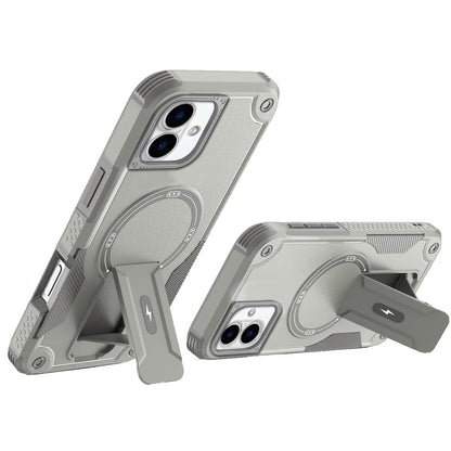 For iPhone 16 (6.1") Magnetic Invisible Kickstand Holder with Magsafe, Slim Fit Shockproof Hybrid Military Grade Heavy Duty Case Cover