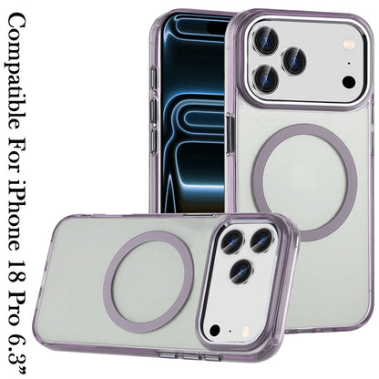 Phone Case for Apple iPhone 18 Pro Magnetic Clear Acrylic Metal Button Camera Guard Shockproof Transparent Slim Grip Premium Hybrid Cover