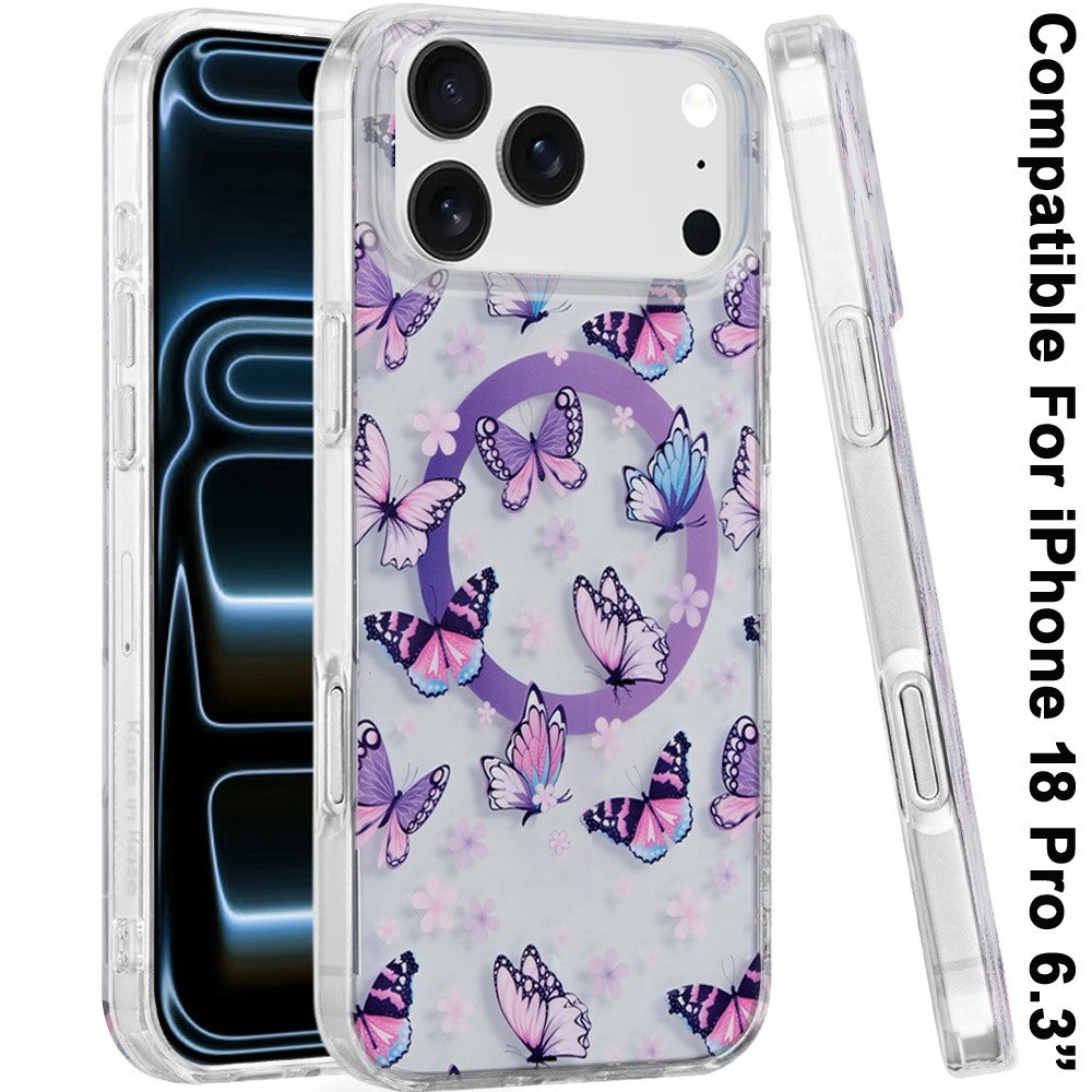 Phone Case for Apple iPhone 18 Pro/ iPhone 17 Pro Stylish Design Shockproof Magnetic Magsafe Compatible TPU IMD Print Rugged Grip Drop Protection Slim Fashion Cover