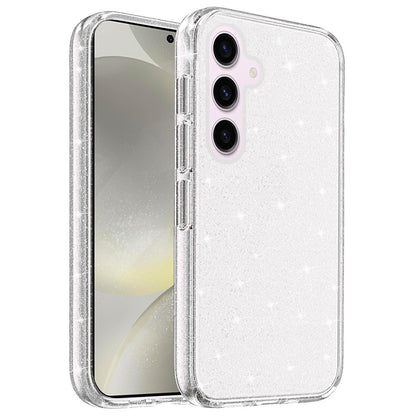 For Samsung Galaxy S25 /S24 Transparent Glitter Shiny Sparkle Bling TPU Rubber Hard Back Hybrid Frame Shockproof Case Cover