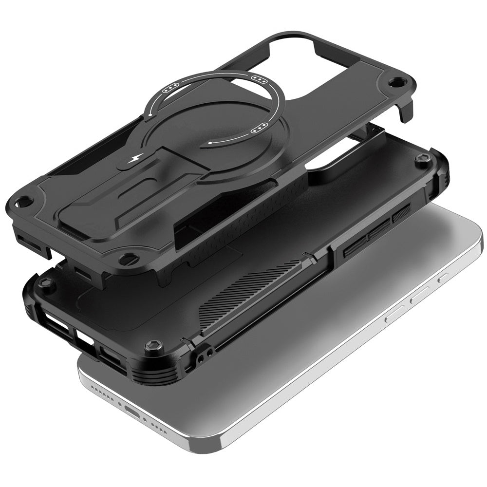 For iPhone 16 Pro Max (6.9") Magnetic Invisible Kickstand Holder with Magsafe, Slim Fit Shockproof Hybrid Military Grade Heavy Duty Protector