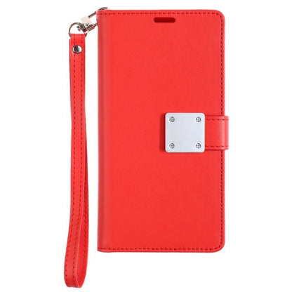 Phone Case for Apple iPhone 16 Wallet Credit Card Holder Leather Grip Shockproof Hybrid Protective Style Durable Flip Pouch Cover Red
