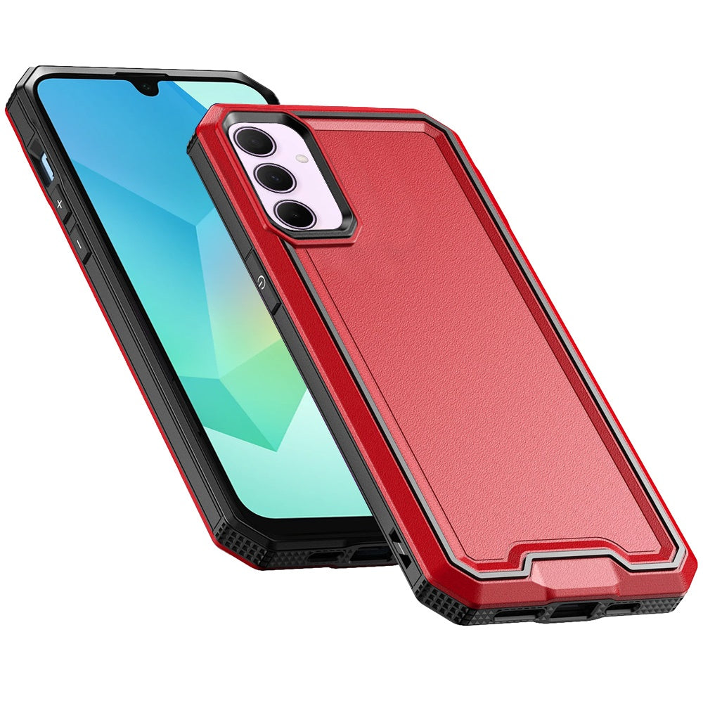 For Samsung Galaxy A16 5G Tough Modern Fused Hybrid Armor Hard PC + TPU Rubber Shockproof Drop Impact Protection Case Cover Red