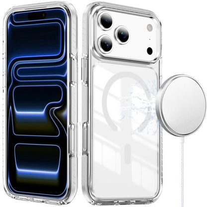 For Apple iPhone 17 Pro (6.3") Magnetic Thick Transparent Colored Edge Hybrid Drop Protection Shockproof Design Case Cover