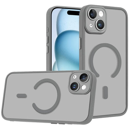 Phone Case for iPhone 15 Matte Frosted Magnetic Back Hybrid Hard PC Soft TPU Camera Protection Slim Shock Absorbing Anti Fingerprint Cover