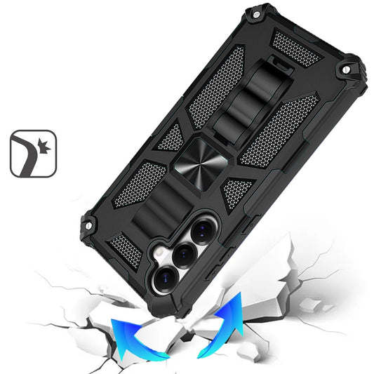 Phone Case for Samsung Galaxy S26 FE /S26 Fan Edition Built in Magnetic Hiden Kickstand Shockproof Rugged Armor Grip Hybrid Heavy Duty Anti Slip Protective Style Cover
