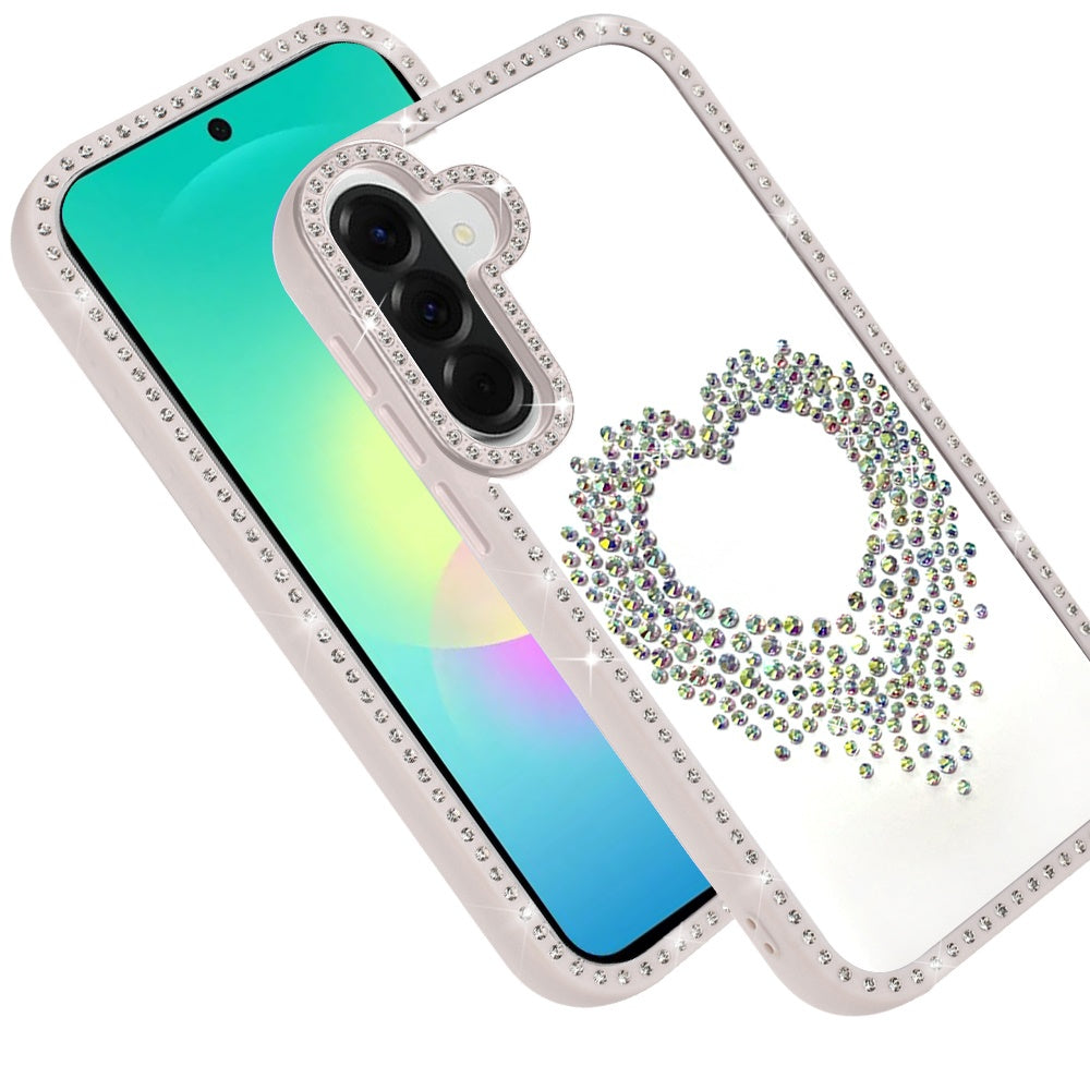 Phone Case for Samsung Galaxy A27 Angel Hearts Glitter Shimmer Diamond Edge Sparkle Hybrid Shockproof AntiSlip Grip Fashion Stylish Protective Bumper Cover